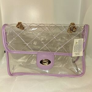 LOW START Transparent Purple Quilted Purse With Adjustable Chain